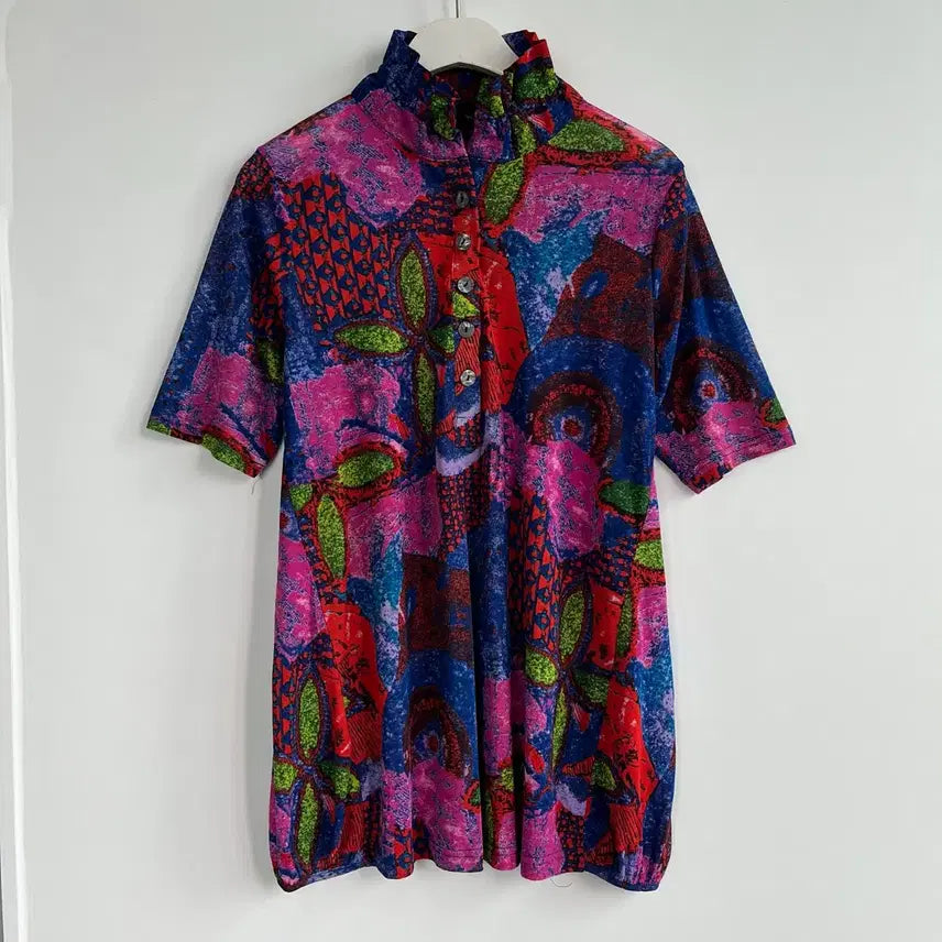 [BUNJANG] Karis Pattern Wire Collar Blouse Shirt L / 카리스 패턴 와이어 카라 블라우스 셔츠