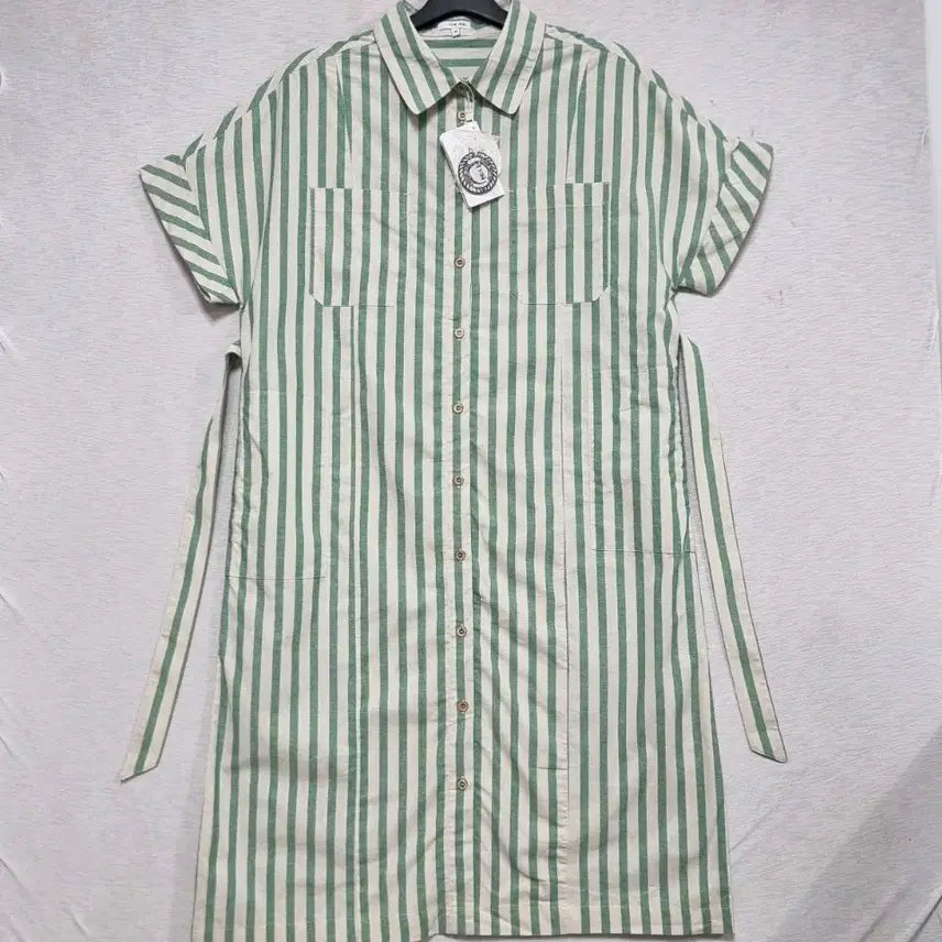 [BUNJANG] The I.ZEL Belted Long Dress Green Stripe / 새제품 더아이젤 벨티드 롱 원피스 여자77ㅡ88사이즈ㅡ0415