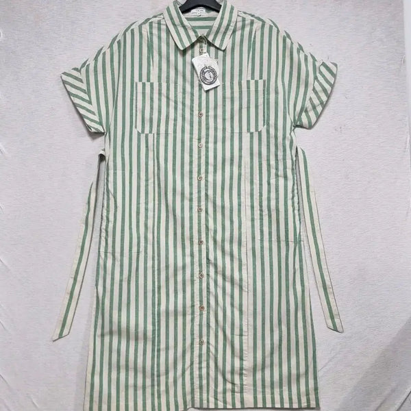 [BUNJANG] The I.ZEL Belted Long Dress Green Stripe / 새제품 더아이젤 벨티드 롱 원피스 여자77ㅡ88사이즈ㅡ0415