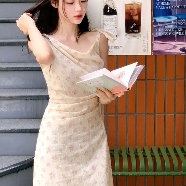 [BUNJANG] Milkcocoa Pink Flower Cotton Long Dress / [새상품]밀크코코아 핑크 플라워 코튼 롱원피스