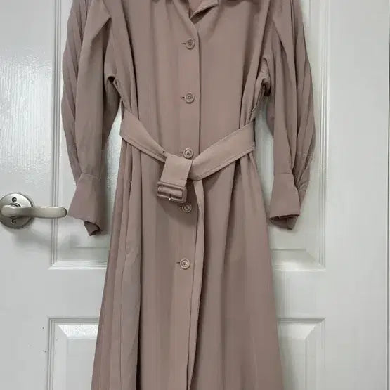 [BUNJANG] Soft Pink Beige Dress Trench Coat / 핑크베이지 소프트 원피스 트렌치코트