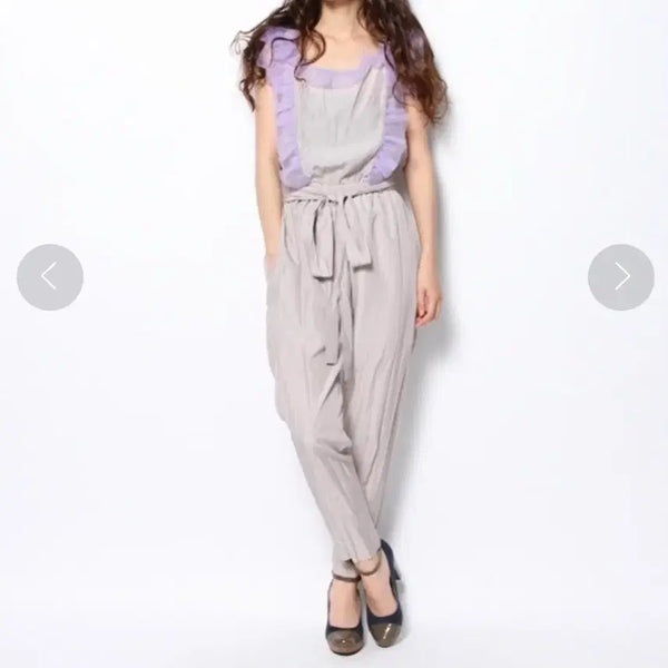 [BUNJANG] Kikka the Diary Satin Ruffle Ribbon Jumpsuit Pink / 일본브랜드 kikka the diary of 새틴 러플 리본 점프수트 핑크 공주풍 나시 민소매 히메갸루 라떼갸루 로걀 프릴 오간자 JPN