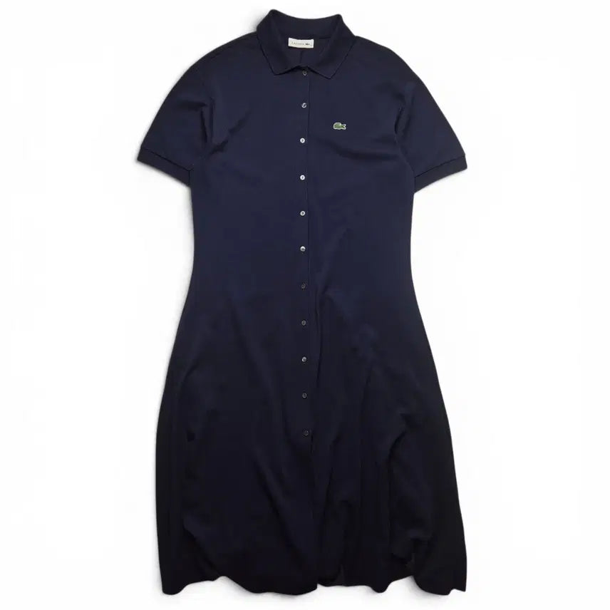 [BUNJANG] Lacoste Navy PK A-line Flare Button-Up One-Piece Dress / [3일간 20%할인] [34] 라코스테 PK A라인 플레어 원피스