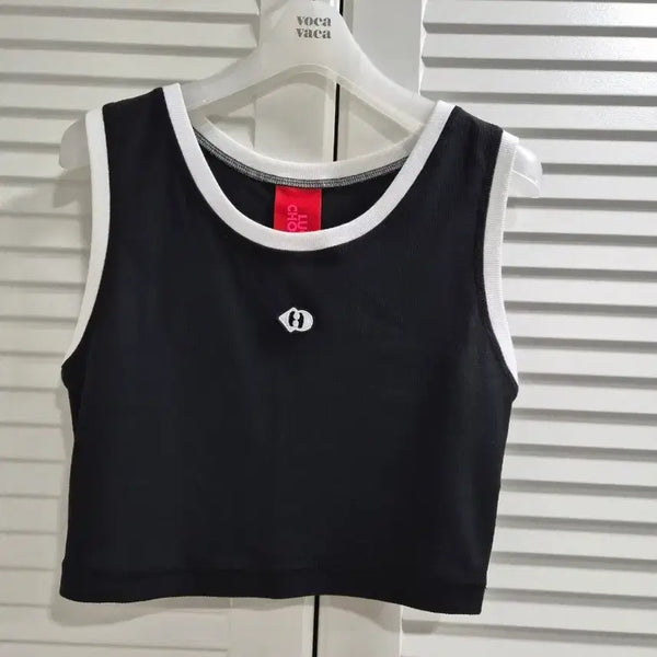 [BUNJANG] Lucky Chouette Cropped Sleeveless T-shirt / 럭키슈에뜨 크롭나시 티셔츠 팝니다.