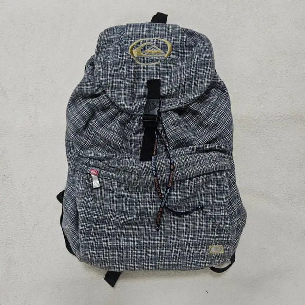 [BUNJANG] Quiksilver Y2K Plaid Drawstring Pocket Backpack / 퀵실버 y2k 체크 복조리 포켓 백팩 급처