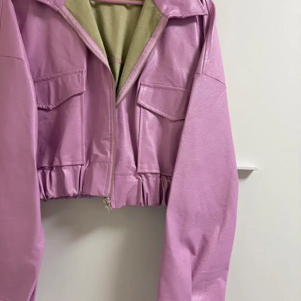 [BUNJANG] Pink Leather Jacket / 가죽자켓(핑크)
