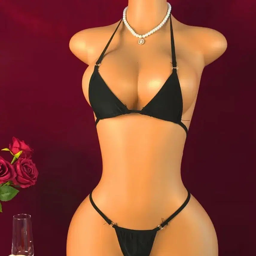 [BUNJANG] Black Micro Briefs Bra Set / (중고) 블랙 마이크로 팬티 브라 세트