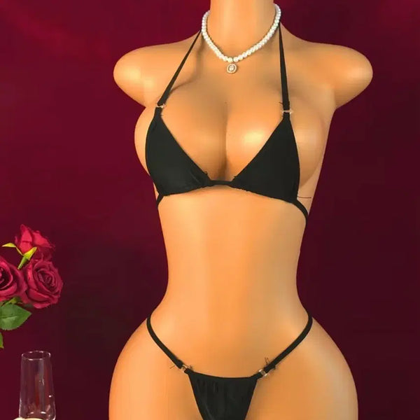 [BUNJANG] Black Micro Briefs Bra Set / (중고) 블랙 마이크로 팬티 브라 세트