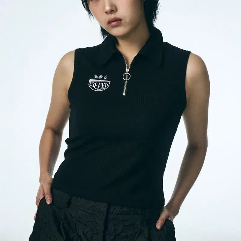 [BUNJANG] Phenomenon Cipher 333 Half Zip Sleeveless Zip-Up Vest Top / 페노메논시퍼 333 HALF ZIP SLEEVELESS 집업 베스트 탑