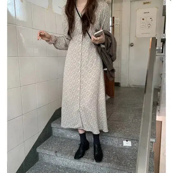 [BUNJANG] Slowand Floral Long Dress / 슬로우앤드 꽃무늬 롱 원피스
