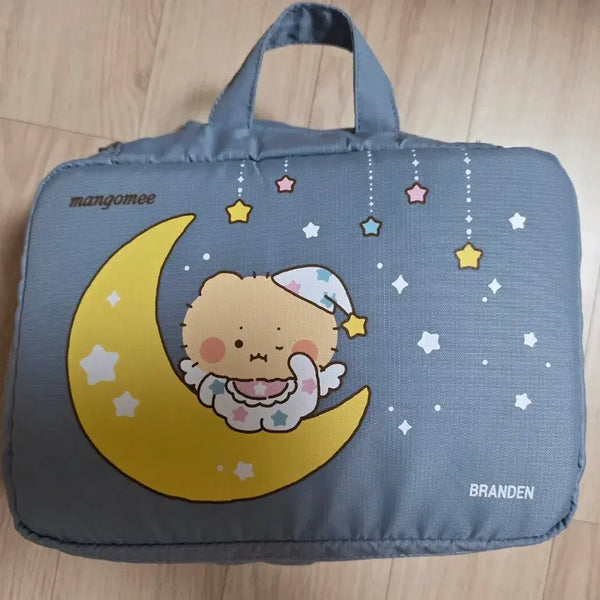 [BUNJANG] MangGom Collaboration Brandon Expandable Beauty Cosmetic Pouch (Blue) / (새상품) 올리브영 망곰 콜라보 브랜든 확장형 뷰티 화장품 파우치 (블루)