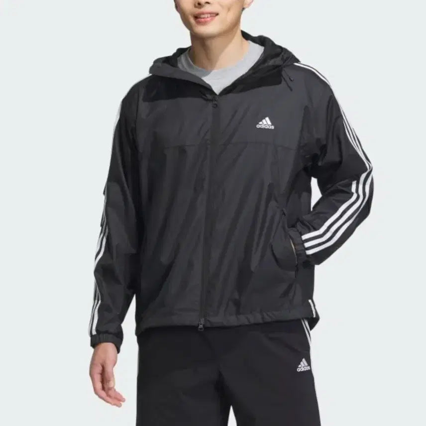[BUNJANG] Adidas Hooded Windbreaker Jacket 3XL / (3XL)아디다스 후드 바람막이 자켓