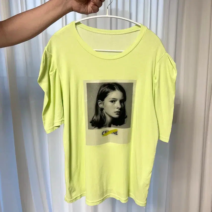 [BUNJANG] Fluorescent Printing Puff Short Sleeve T-Shirt / 형광 프린팅 퍼프 반팔 티셔츠