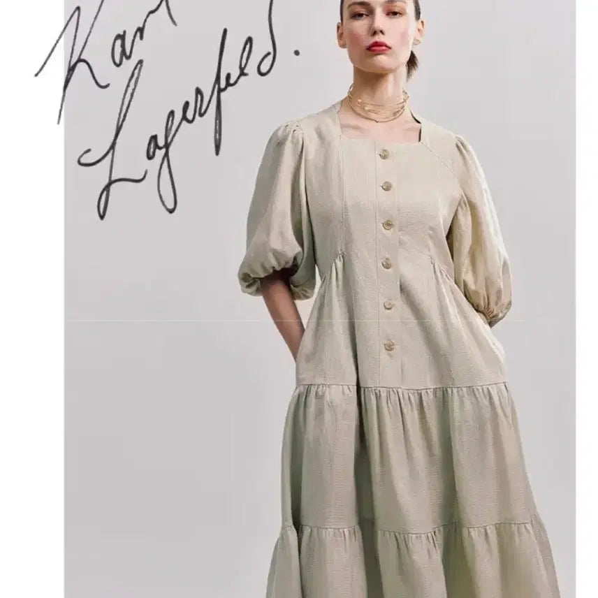 [BUNJANG] Kala Gaporte Linen Long Dress / 55 새상품) 칼라거펠트 린넨 롱원피스