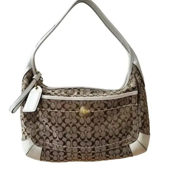 [BUNJANG] Vintage Coach Ergo Signature Jacquard Hobo Bag White / 빈티지 코치 에르고 시그니처 자카드 호보백 화이트 y2k 갸루 히메