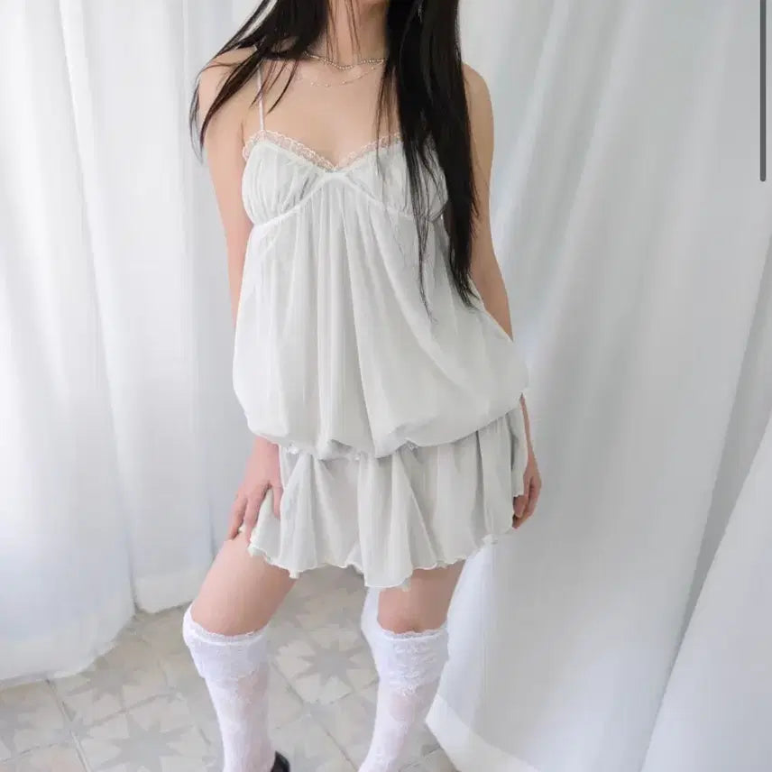 [BUNJANG] losesleepover Sheer Layered Two-Way Dress M / 루즈슬립오버 losesleepover 쉬어 레이어드 투웨이 드레스 Sheer Layered Two-Way Dress M