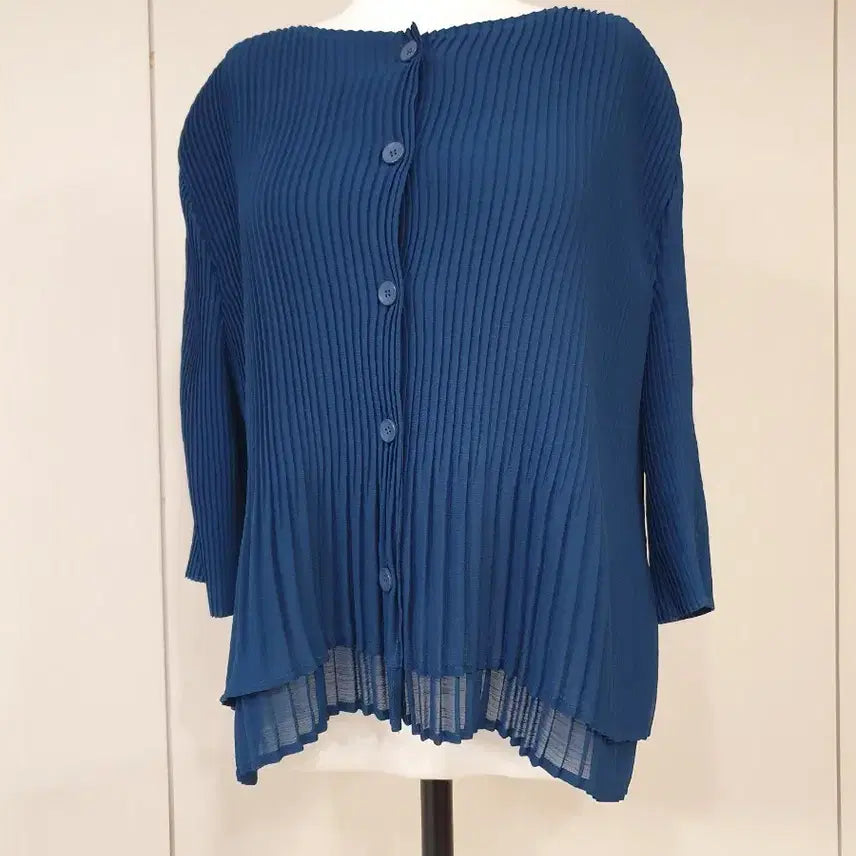 [BUNJANG] Pleated Button Cardigan Teal / 플리츠 단추 가디건 청록색