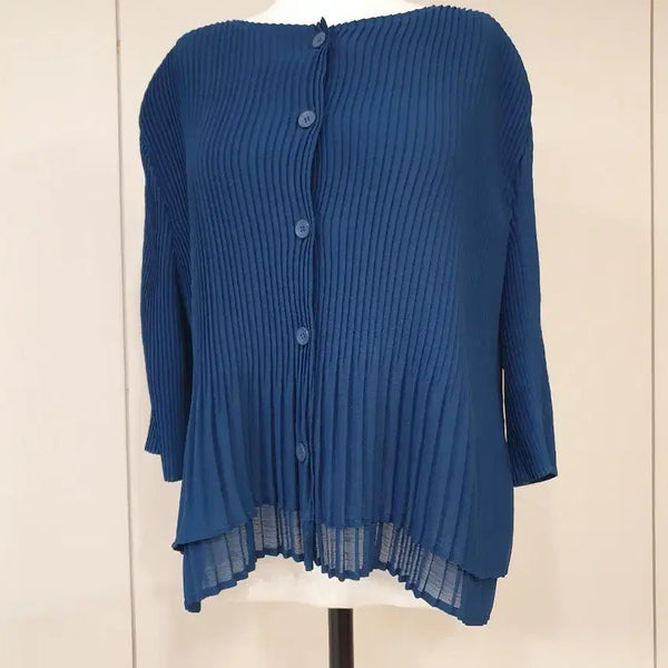 [BUNJANG] Pleated Button Cardigan Teal / 플리츠 단추 가디건 청록색
