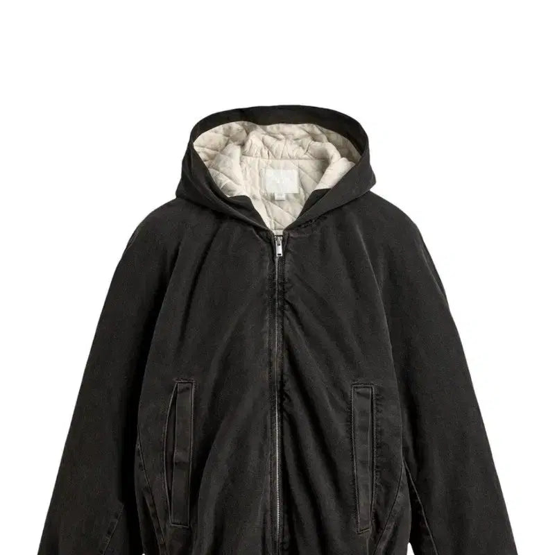 [BUNJANG] Zara Quilted Hood Denim Jumper (Brown, XL) / 자라 퀼팅 후드 데님 점퍼 XL (브라운)
