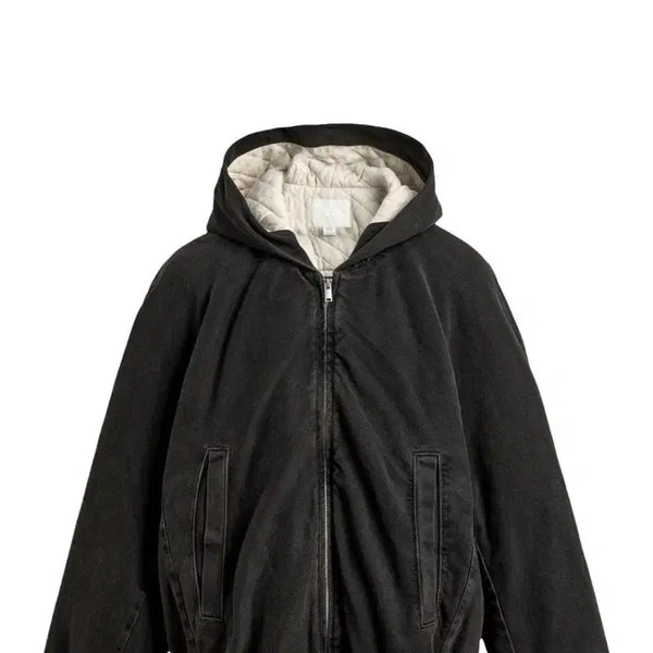 [BUNJANG] Zara Quilted Hood Denim Jumper (Brown, XL) / 자라 퀼팅 후드 데님 점퍼 XL (브라운)
