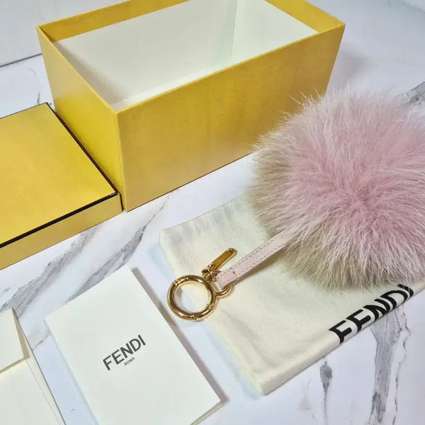 [BUNJANG] Fendi Two-Tone Bag Charm & Keyring / (정품) 펜디 베이지/핑크 투톤 백참 겸 명품 키링 키홀더 (미사용)