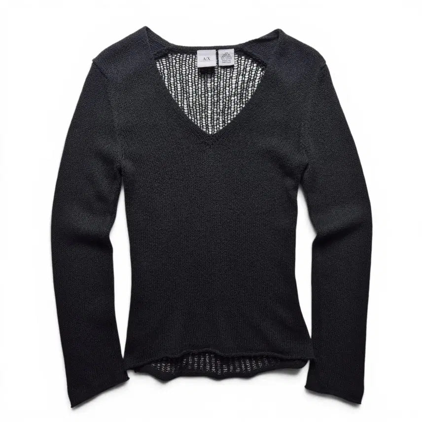 [BUNJANG] Armani Exchange V-Neck See-Through Mesh Back Knit XS / [3일간 20%할인] [XS] 아르마니 익스체인지 V넥 시스루 매쉬백 니트