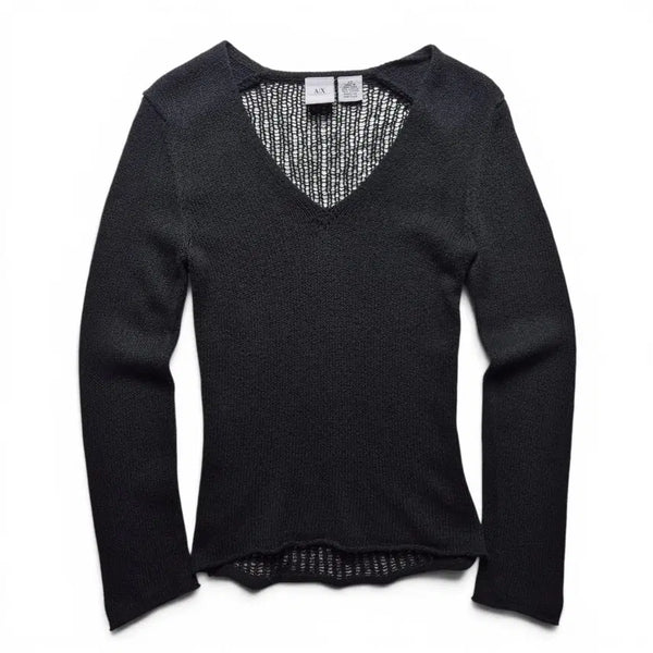 [BUNJANG] Armani Exchange V-Neck See-Through Mesh Back Knit XS / [3일간 20%할인] [XS] 아르마니 익스체인지 V넥 시스루 매쉬백 니트