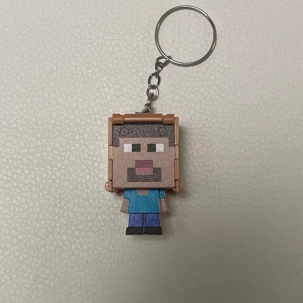 [BUNJANG] Minecraft Transformable Figure Keychain (Steve) / 마인크래프트 변신 피규어 키링(스티브)