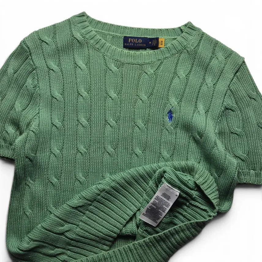 [BUNJANG] Polo Ralph Lauren Cable Short Sleeve Knit (Mint Green, Size M) / [3일간 20%할인] [M] 폴로 랄프로렌 케이블 반팔니트