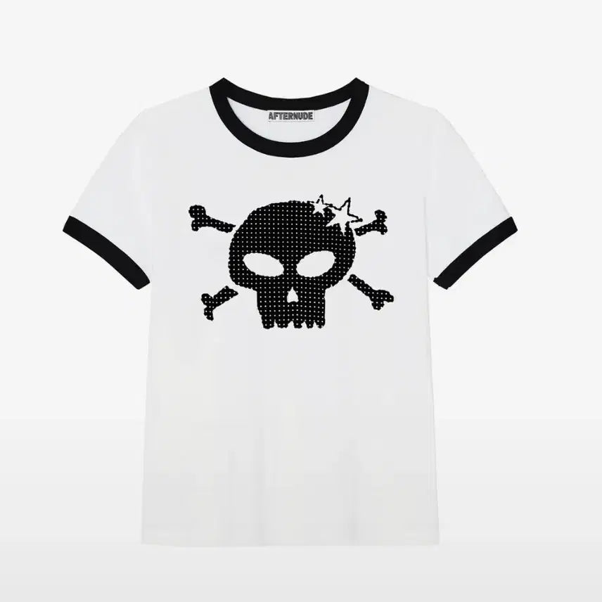 [BUNJANG] Afternoon Skull Ringer T-Shirt White / 애프터누드 스컬 링거 티 화이트