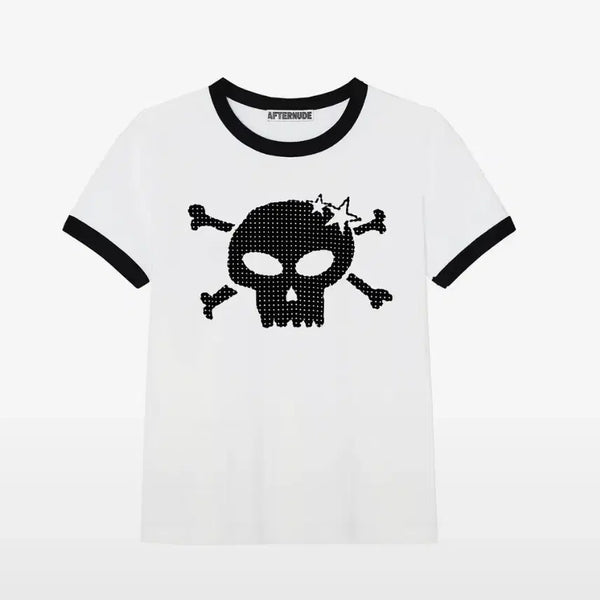 [BUNJANG] Afternoon Skull Ringer T-Shirt White / 애프터누드 스컬 링거 티 화이트
