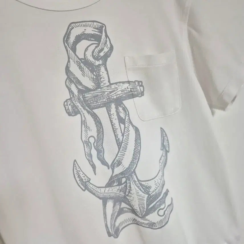 [BUNJANG] Thom Browne White Anchor Short Sleeve T-Shirt - Women's L / (정품) 톰브라운 화이트 앵커 여성 반팔 티셔츠 L