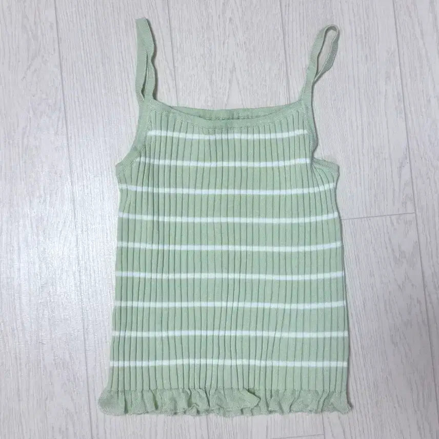 [BUNJANG] TWEE Mint Stripe Frill Sleeveless Top / 트위 민트 스트라이프 프릴 나시