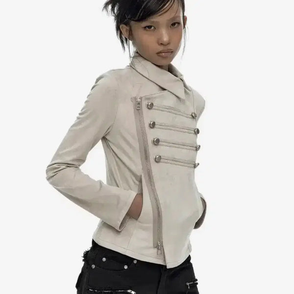 [BUNJANG] Casico Asymmetric Zip Napoleon Jacket Light Gray / **8/2까지 판매**카시코 나폴레옹 자켓 Asymmetric Zip Napoleon Jacket Light Gray