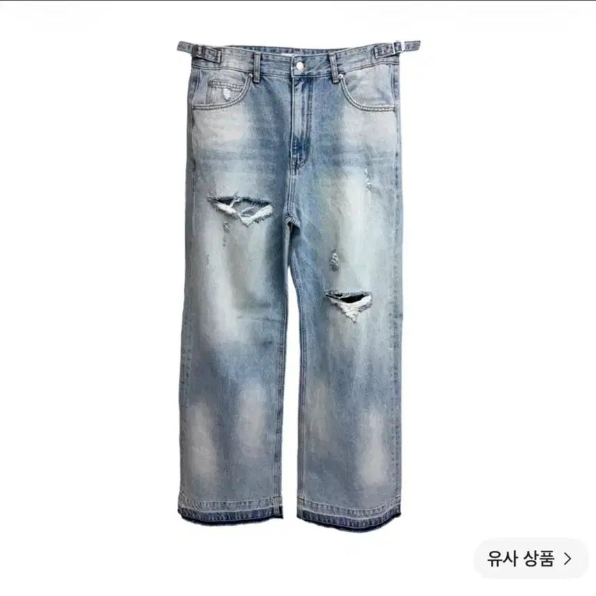 [BUNJANG] Nonnode Bleach Denim Straight Fit Jeans Light Blue / [2]논노드 블리치 데님 라이트블루