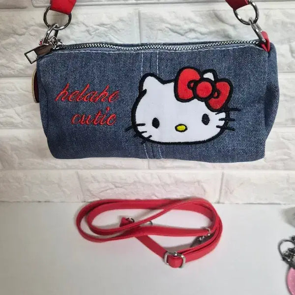 [BUNJANG] Hello Kitty Denim Shoulder Bag / 헬로키티 데님 숄더백  핸드폰 충분히 들어갑니다 속안이 넒어요 숄더 크루스 다 좋아요~!!
