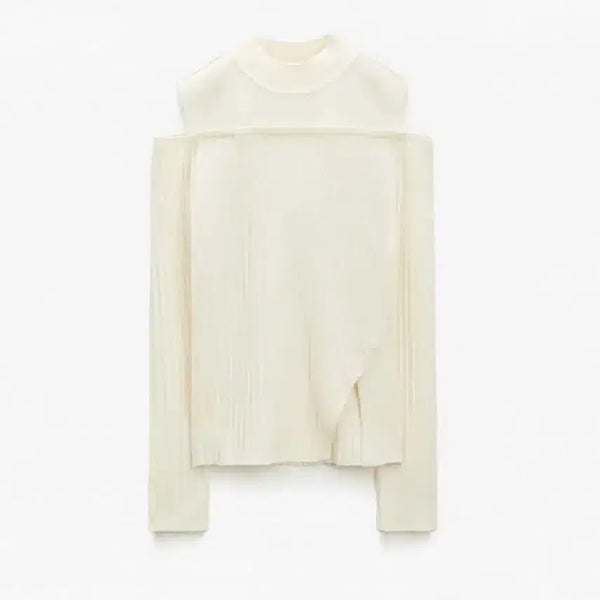 [BUNJANG] Miero High-Neck Shoulder Slit Knit / 미쏘 반하이넥 어깨트임 니트