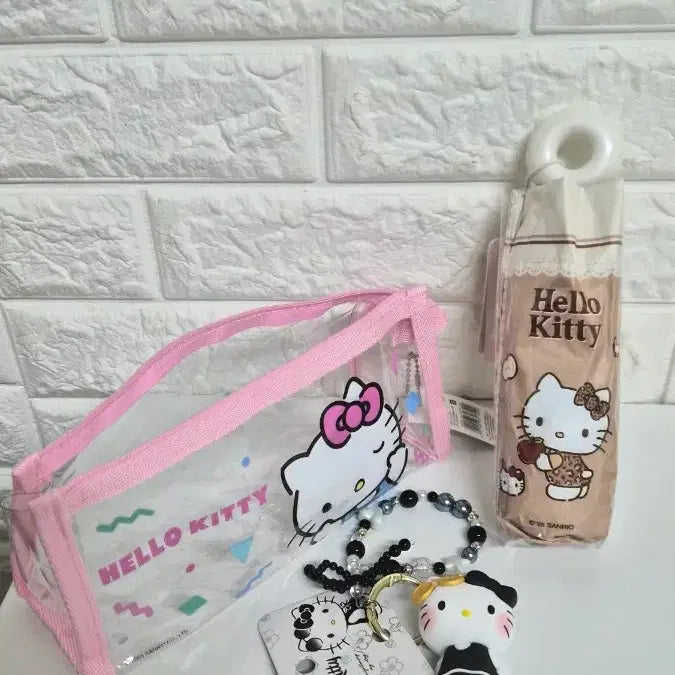 [BUNJANG] Hello Kitty Clear Pouch with Pink Trim / 헬로키티 투명 파우치 핑크 양 우산 킹링도 함게 드려요