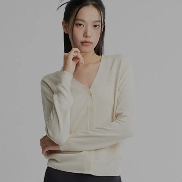 [BUNJANG] Mixxo V-Neck Cardigan Light Beige S / 미쏘 V넥 가디건 라이트베이지 S