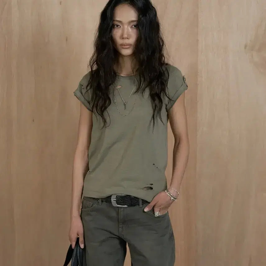[BUNJANG] Find Out Odyssey Vintage Khaki T-Shirt M / 핀다웃 오디세이 빈티지 카키 티셔츠 M