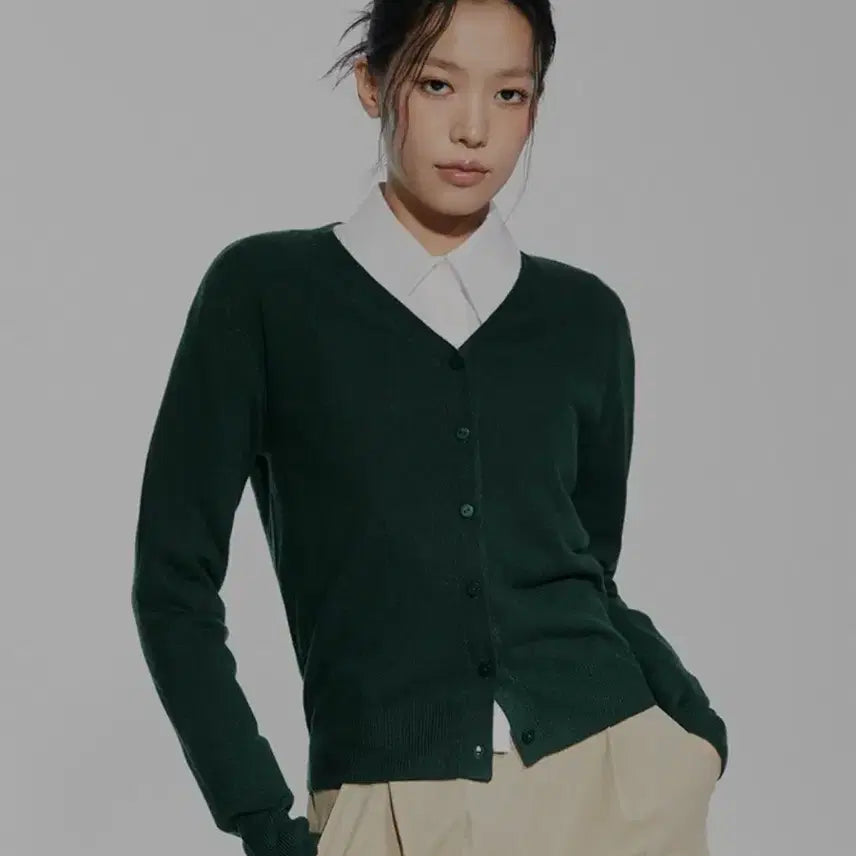 [BUNJANG] Mixxo V-Neck Cardigan Green S / 미쏘 V넥 가디건 그린 S
