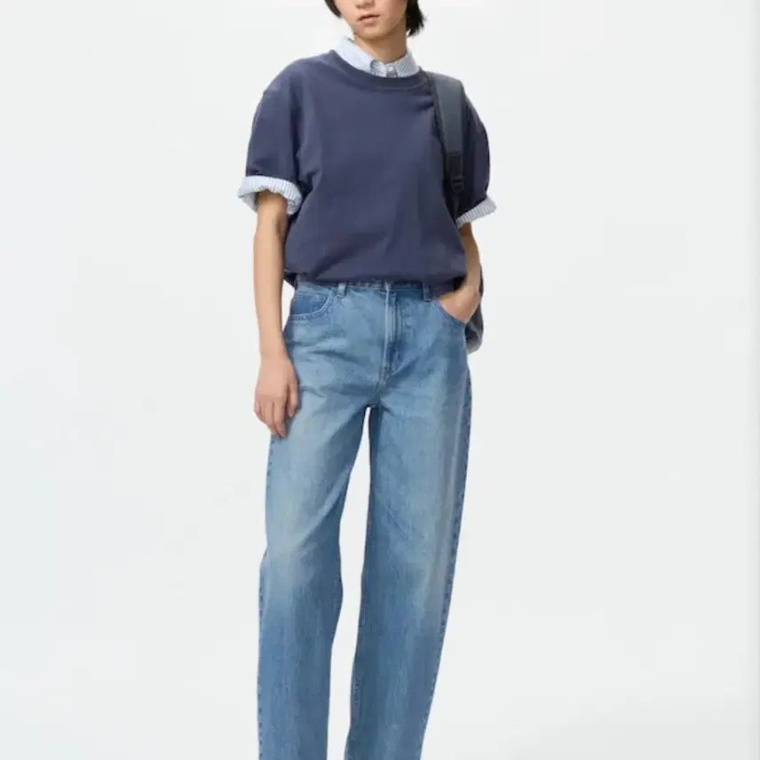 [BUNJANG] Uniqlo Baggy Jeans 65 Blue 26 Size / 유니클로 배기진 65 블루색상 26사이즈