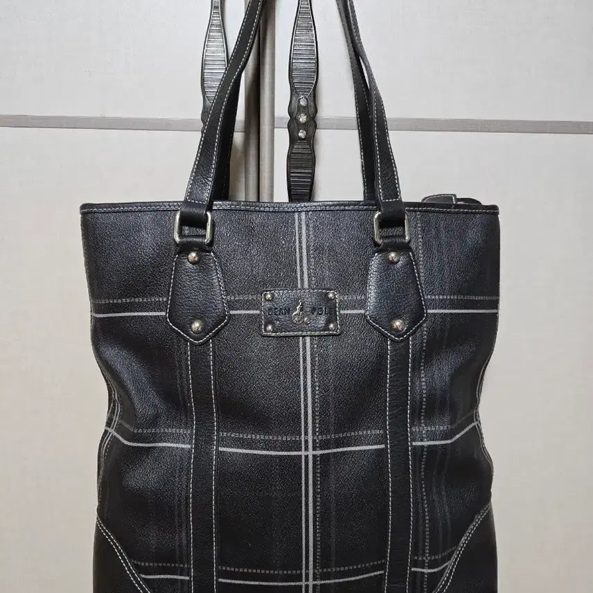 [BUNJANG] Beanpole Check Tote Bag Black / 빈폴 체크 토트백 블랙