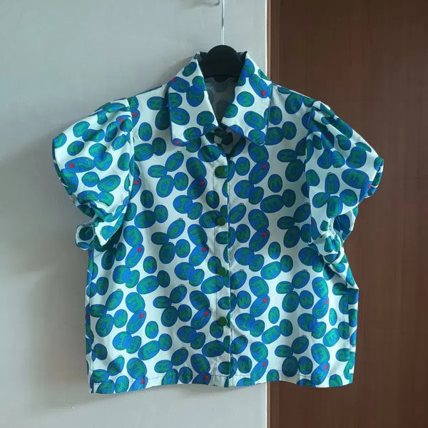 [BUNJANG] Cool Puff Sleeve Shirt Blouse / 냉감 퍼프소매 셔츠형 블라우스 66~77초