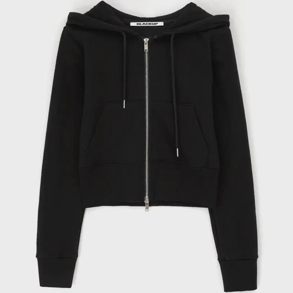 [BUNJANG] Black Up Light Sweat Slim Hood Zip-Up Black / 블랙업 라이트 스웨트 슬림 후드 집업 블랙