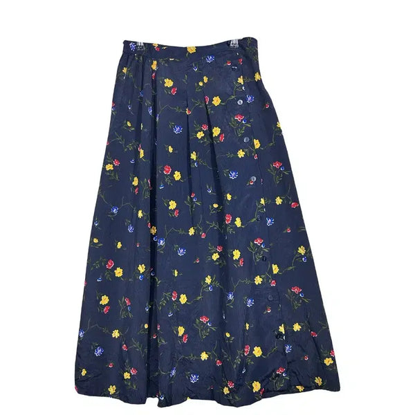 [BUNJANG] Kathie Lee Navy Floral Flare Long Skirt / KATHIE LEE 네이비 플라워 플레어 롱스커트 [6/55~66]