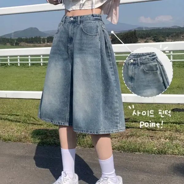 [BUNJANG] Jasmine Bell Blue Bermuda Shorts / 자스민벨 청버뮤다