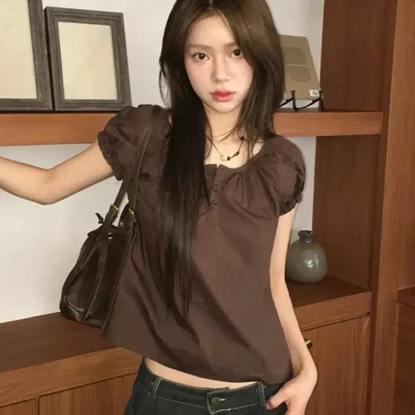 [BUNJANG] Mocamuse Short Sleeve Button Blouse / 모카무스 반팔 단추 블라우스