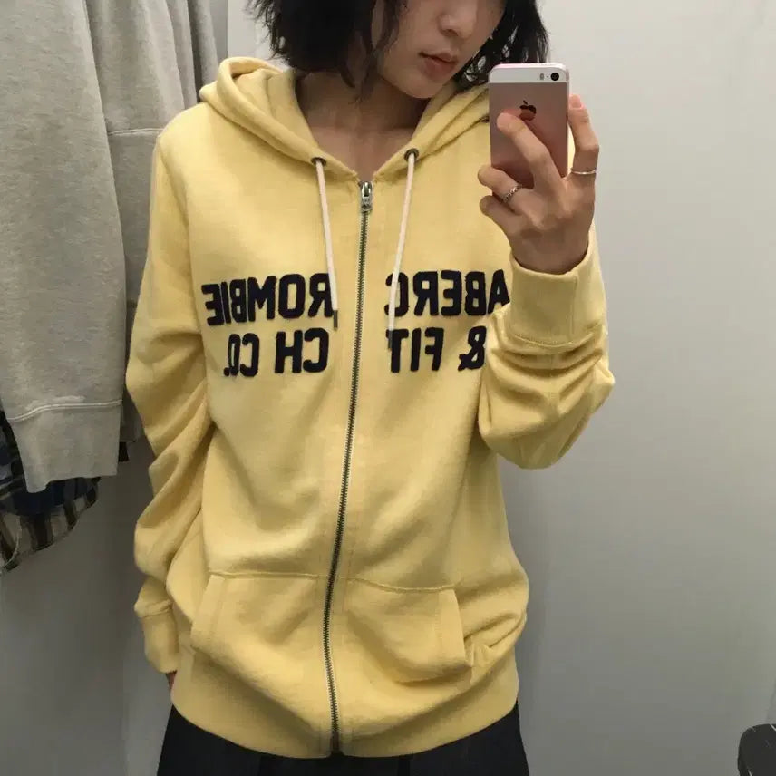 [BUNJANG] Abercrombie & Fitch Yellow Hoodie Zip-Up [M] / 아베크롬비 후드집업 옐로우