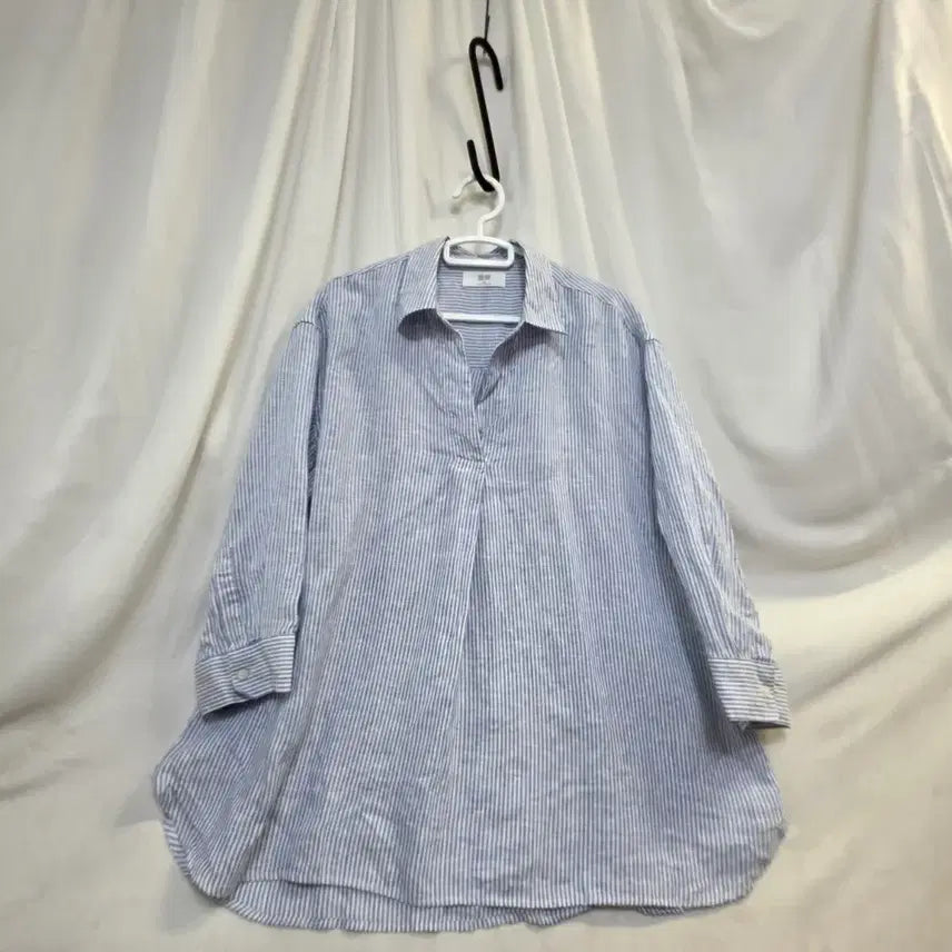 [BUNJANG] Uniqlo Women's Striped Long Sleeve Shirt Size 105 / 유니클로여성 스트라이프 긴셔츠105